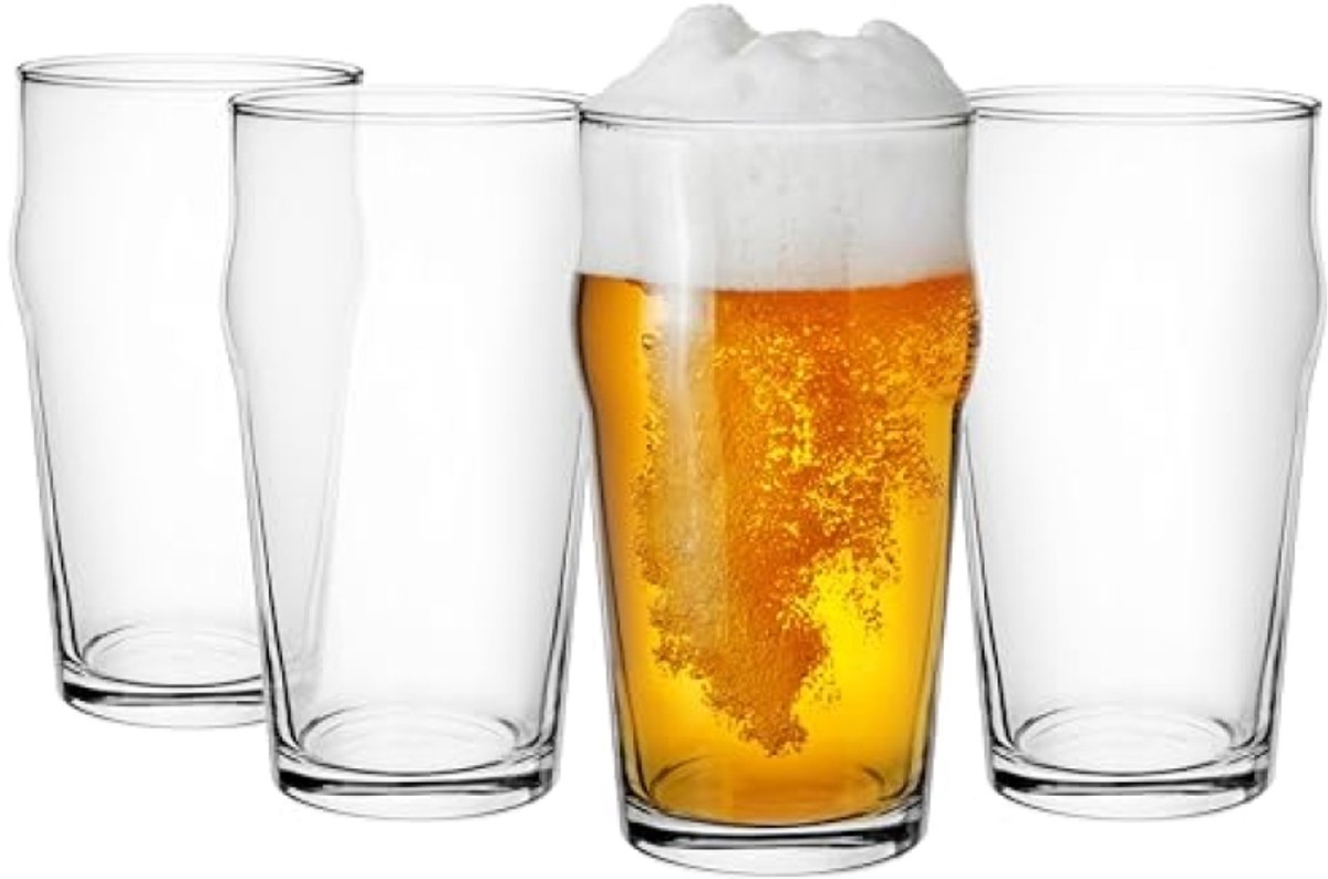 Set van 4 Bierglazen 530ml voor Lager, Stout en Ale - Vaatwasserbestendig