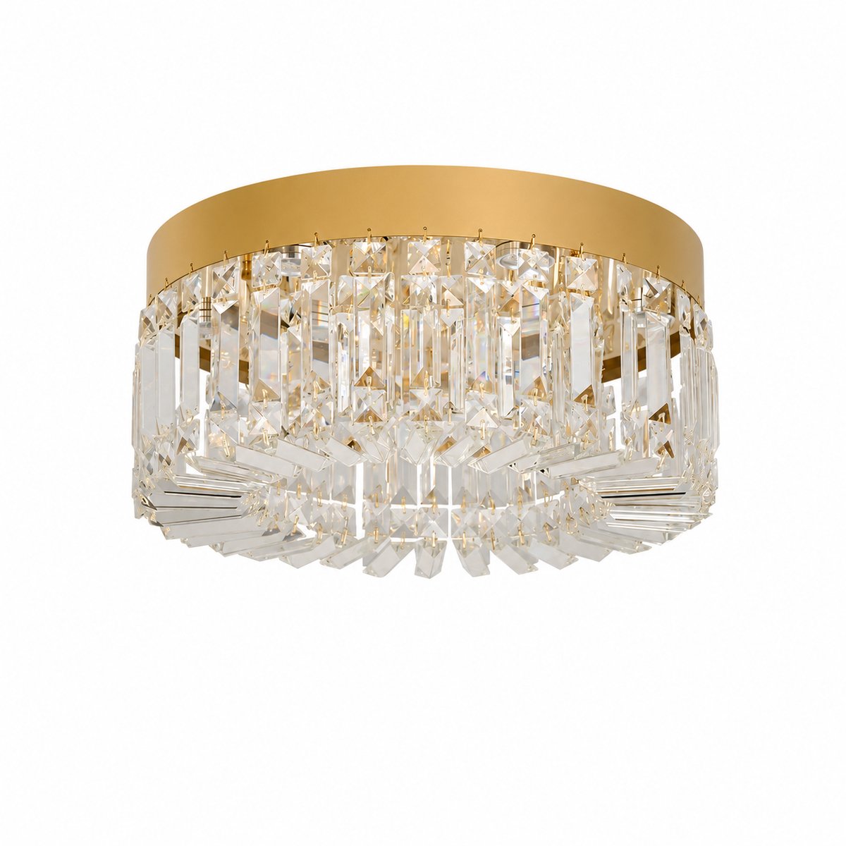 SmartLiving.Store - Kristallen Plafondlamp - Plafonniere voor Woonkamer, Hal of Slaapkamer - Kristal met Goud - 20 cm hoog - 40 cm breed