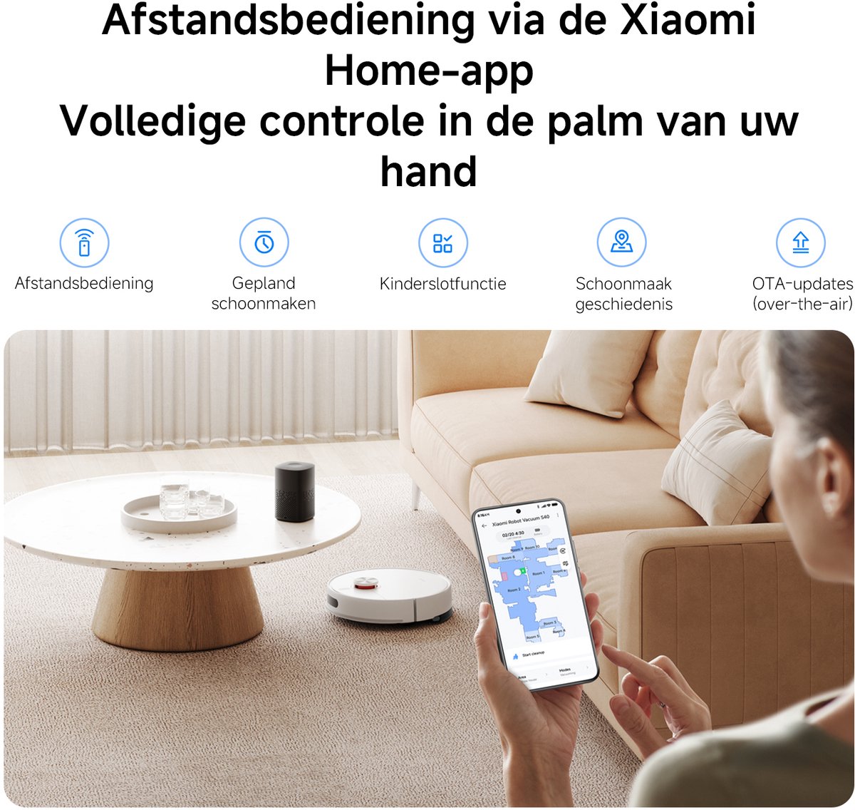 Xiaomi S40 Robotstofzuiger & Mop – 15.000 Pa Zuigkracht – Automatisch Dweilen – Slimme Navigatie — afbeelding 4