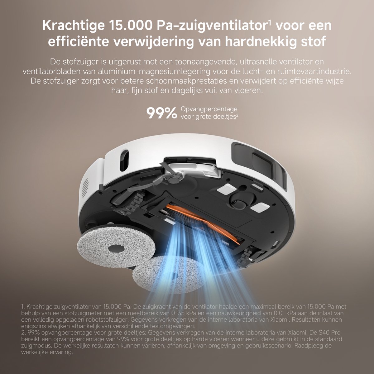 Xiaomi Robot Vacuum S40 Pro – Slimme Robotstofzuiger met dweilfunctie - 15.000 Pa zuigkracht - LDS-lidar navigatie - Anti-klit borstel - Appbediening — afbeelding 3