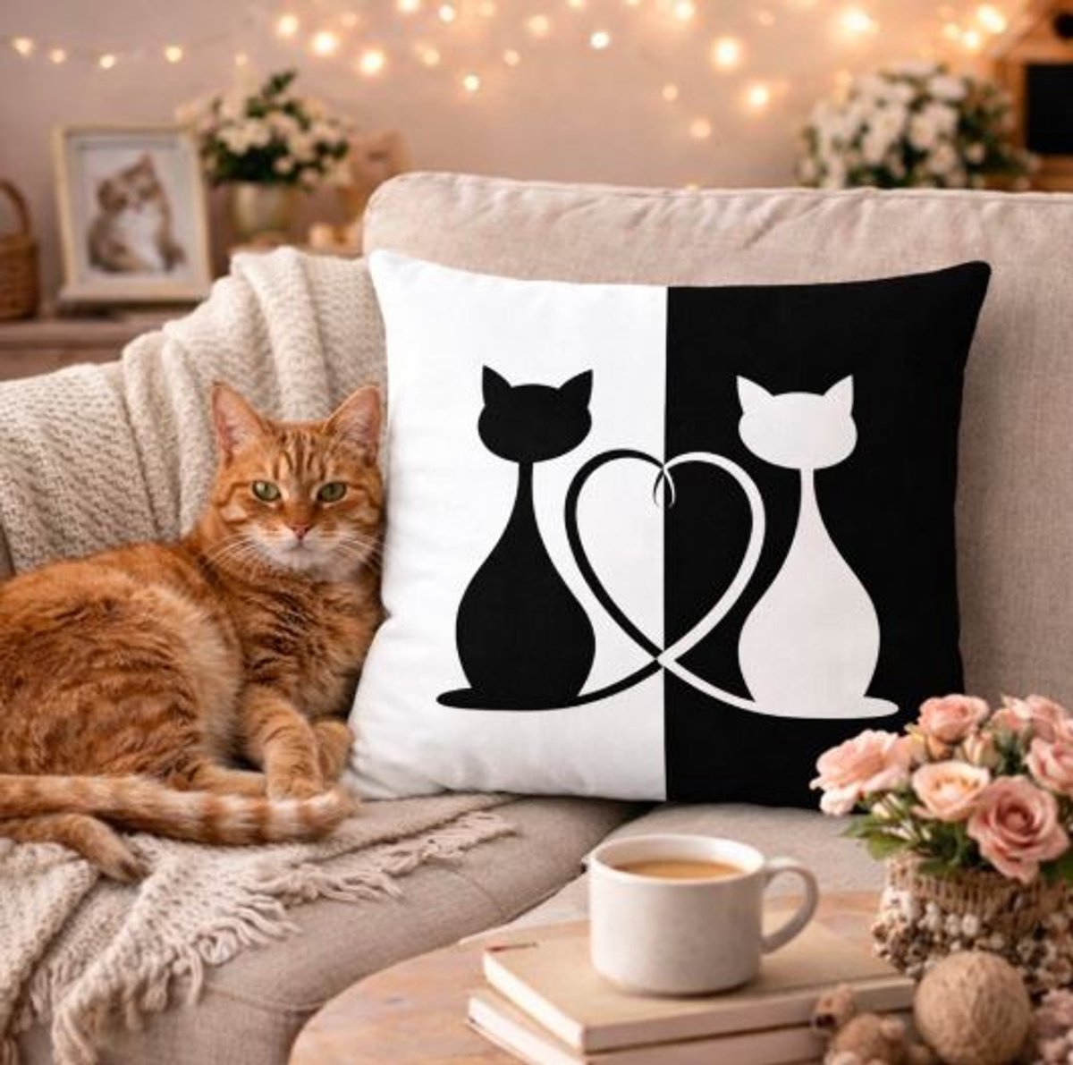 Purrfect Love Collection Kussenhoes - 45x45 cm