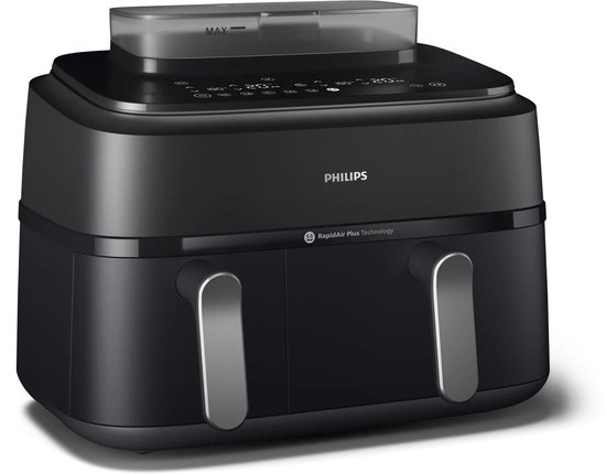 Philips 5000 Series Dual Basket Airfryer - NA551/00 - Stoomfunctie - Dubbele Mand - 9L - Tot 6 Personen