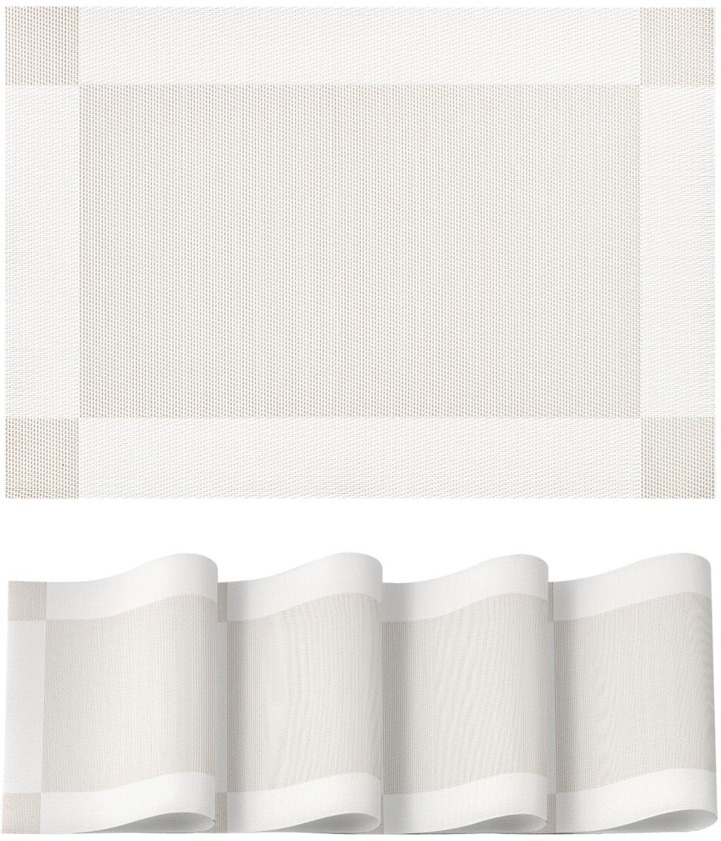 Set van 4 Beige Antislip PVC Placemats - Duurzaam en Afveegbaar voor Eettafel