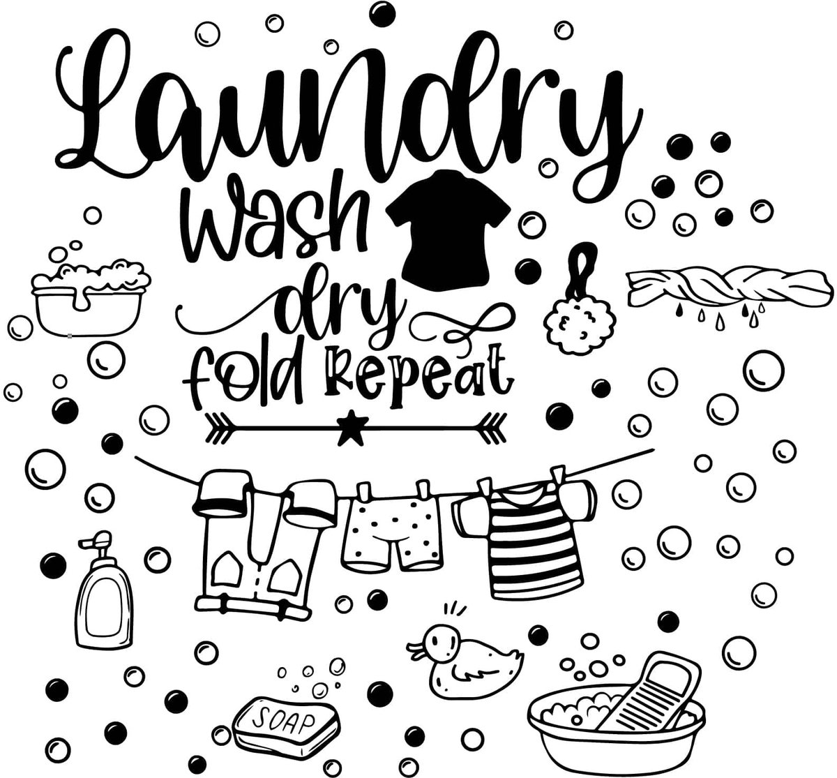 Dailygoods - Dailygoody - Wasruimte Muursticker - Wasserij Muur Decor - Unieke Wanddecoratie - Zwart - Creatieve Citaat Sticker - Perfect voor Thuis en Appartement