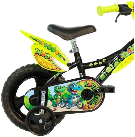 Dino Bikes Kinderfiets 12 inch dinosaurus - Kinderfiets Zijwieltjes - Jongensfiets - Zwart — afbeelding 5