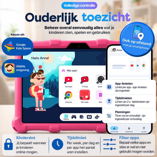 AngelTech Forfait Enfant XL PRO II - Tablette Enfant XL PRO II + Écouteurs Enfant - Forfait Discount - Rose