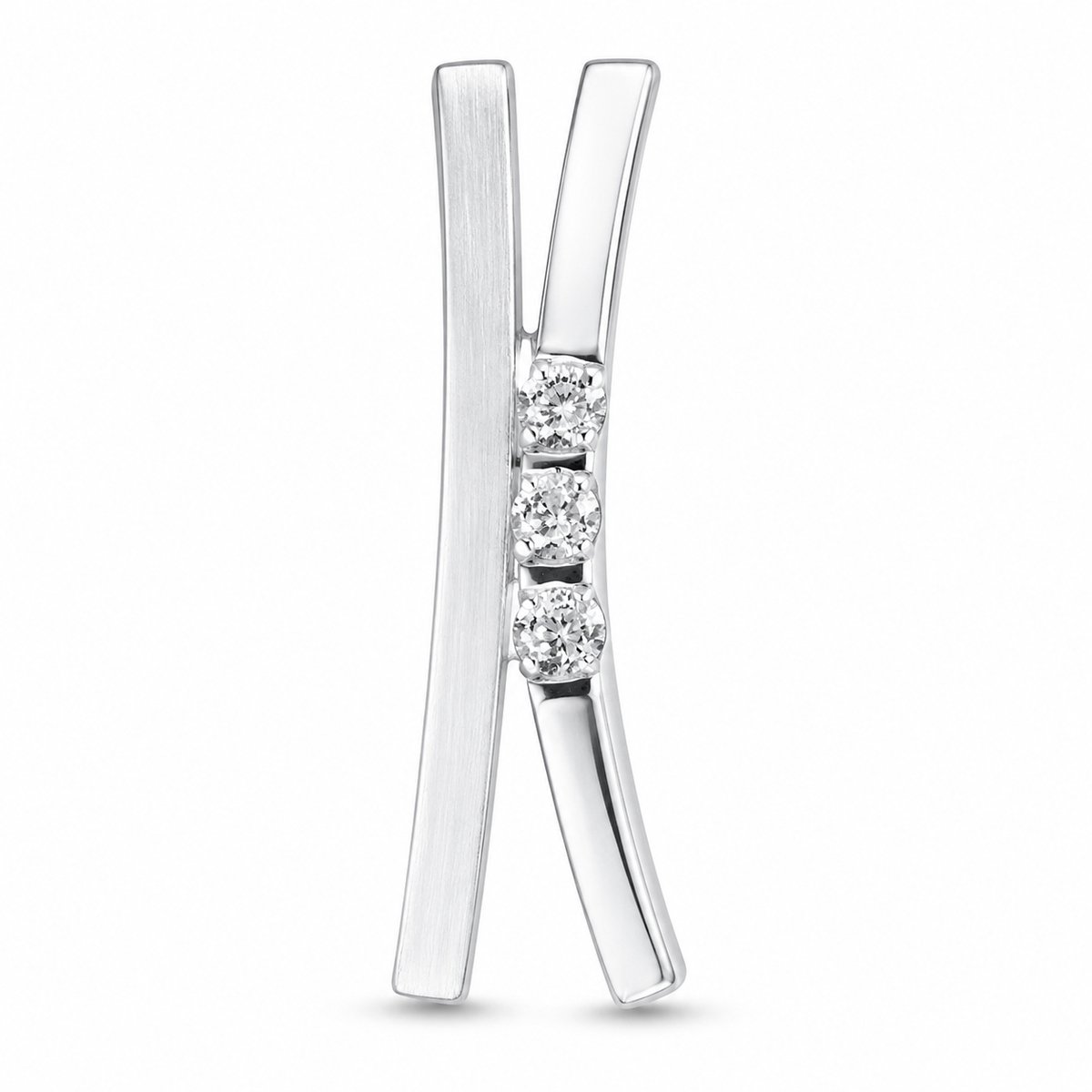 Zilveren Ketting met Moderne Hanger en 3 Zirkonia’s – Elegante Damesketting – Cadeau voor Haar