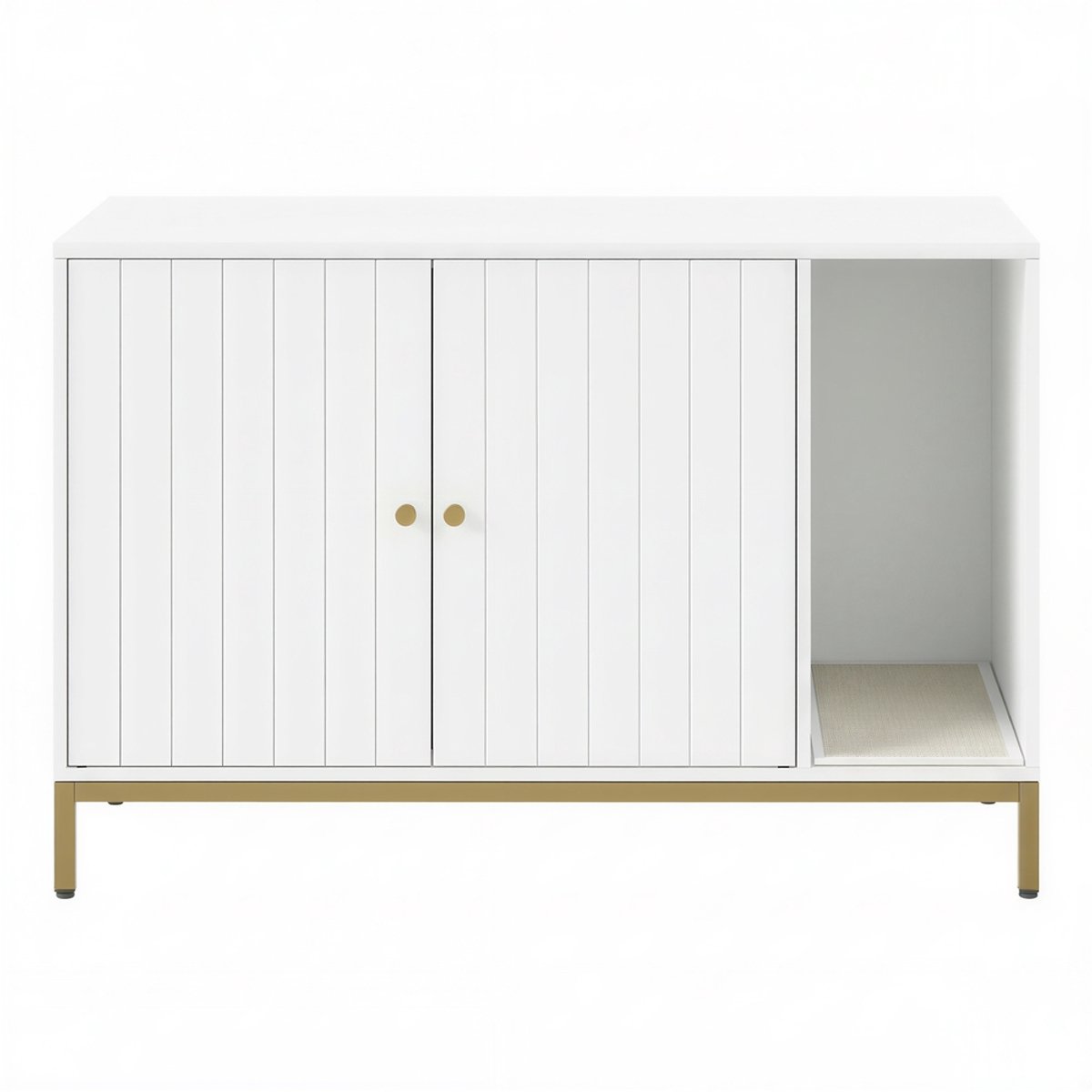 Feandrea - Kattenbak - Kattenbak Kast - Ingang en Handdoekhouder - Wit - 90cm