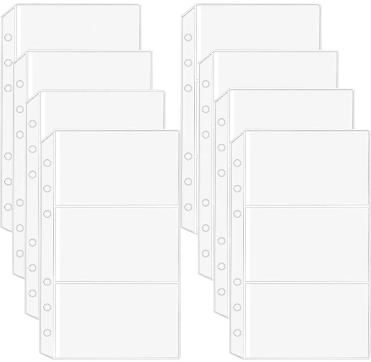 Dailygoods - Dailygoody - Ringbandzakken - 12 stuks A6 - Ritsloze geldmap - Doorzichtig PVC - Budget enveloppen - Organizer voor fotokaarten