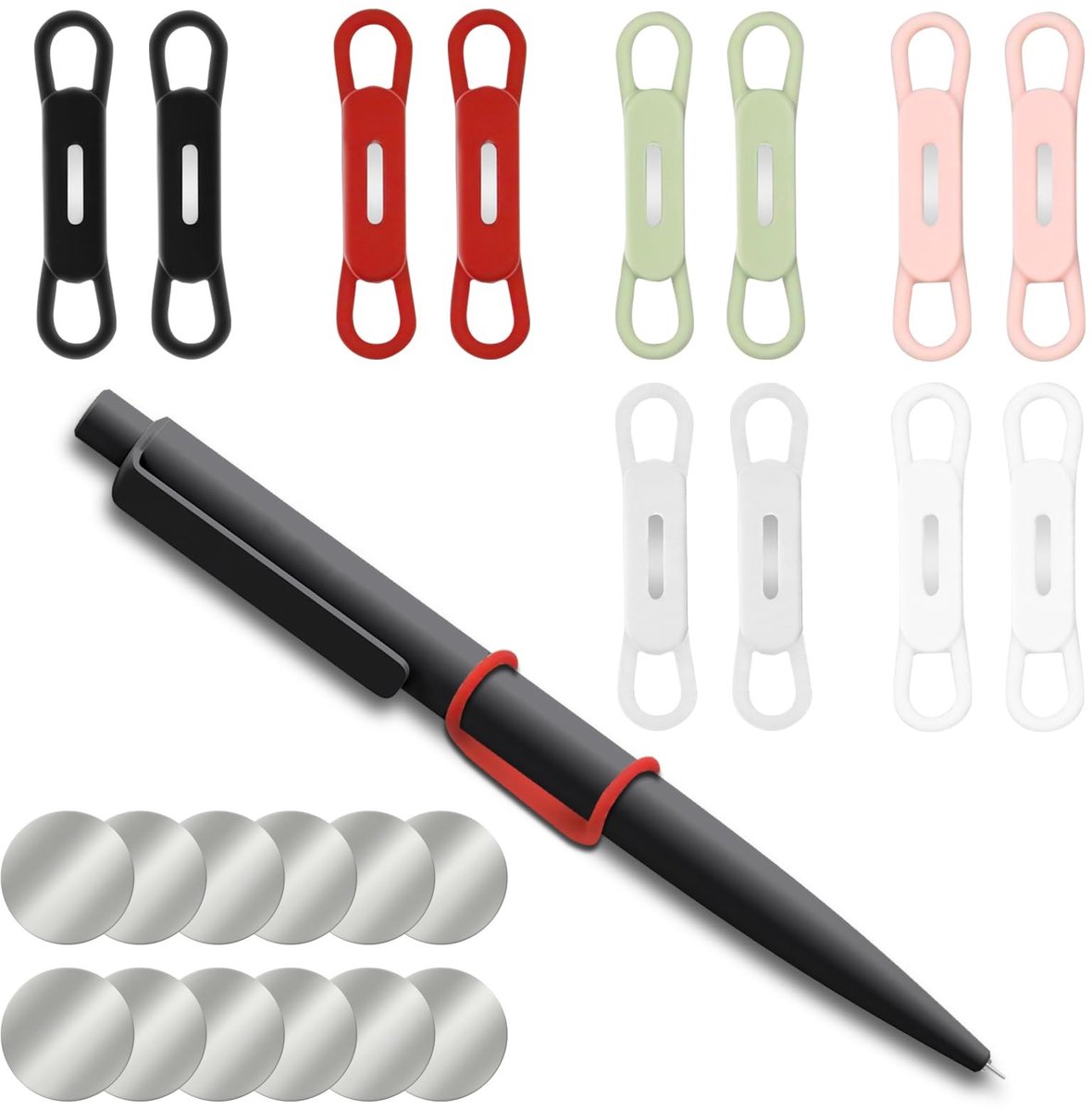 Dailygoods - Dailygoody - Silicone Penhouder - Draagbare Pen Palette Houder voor Kantoor en Onderwijs - 4 Stuks - Organisatie Accessoires - Handig en Compact - Voo