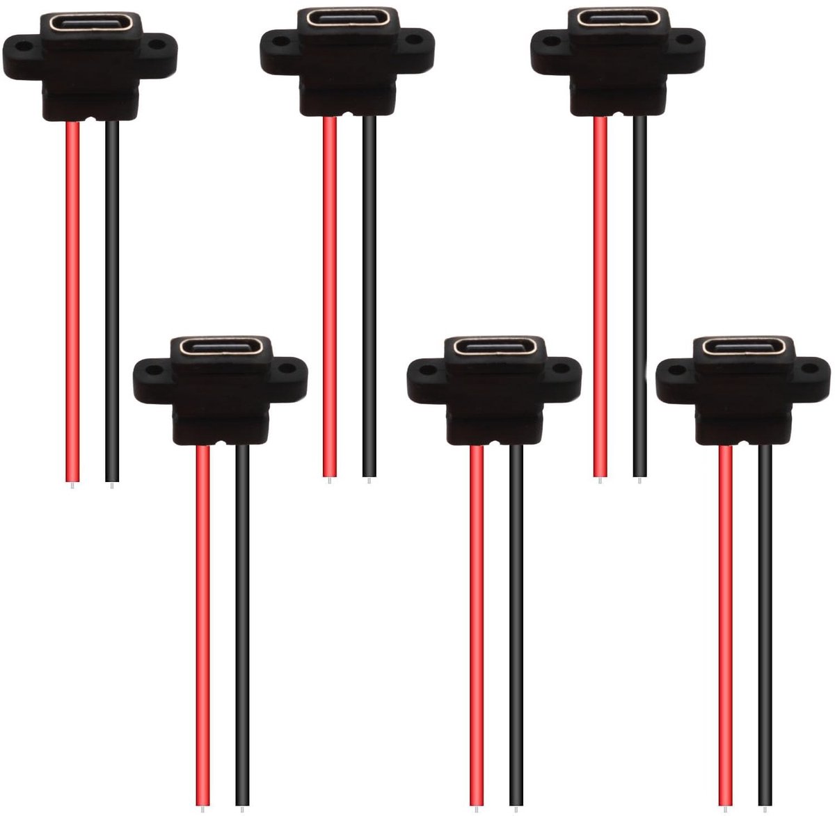 Dailygoods - Dailygoody - 6-Pack Waterproof USB-C Connector - Snelle Oplader, 2-draads Installatie
