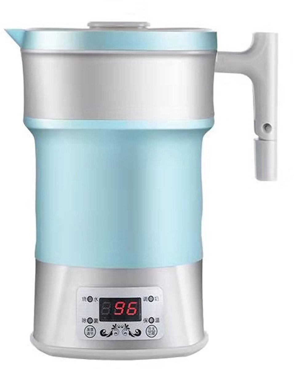 Dailygoods - Dailygoody - Opvouwbare Elektrische Waterkoker - Siliconen, 800W, Inklapbaar, Thermostaat, Draagbaar voor Reizen en Thuis, Blauw