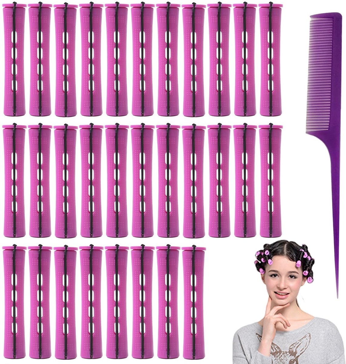 Dailygoods - Innovra - Dailygoods - Dailygoody - Haarrollers - Krulspelden voor natuurlijke krullen - 30 stuks - Diameter 19 mm - Gemakkelijk in gebruik - Perfect voor elk haartype - Pra...