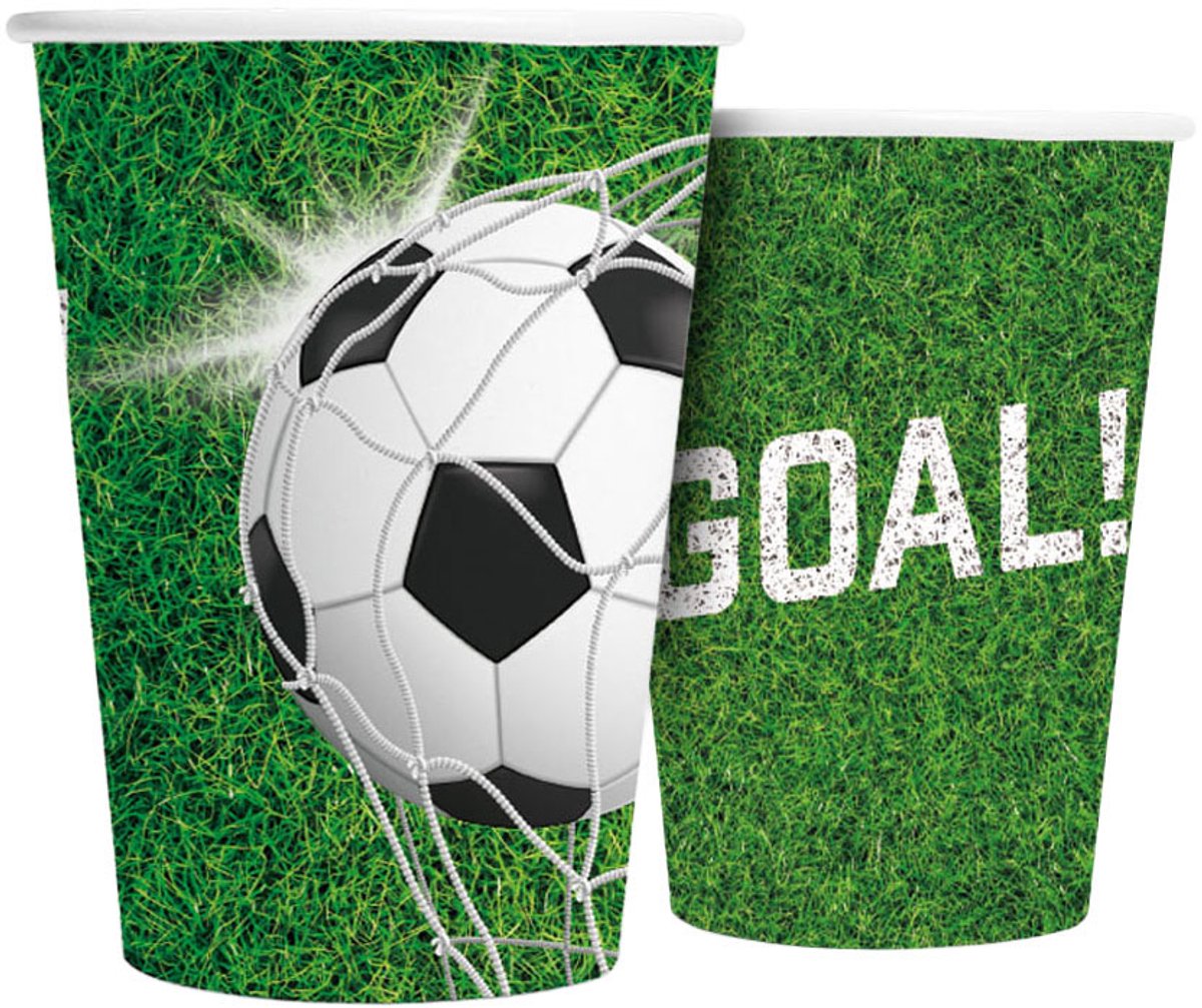 Papieren Bekers 210ml Voetbal - 8st.