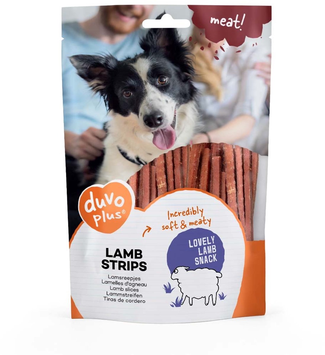 Duvo+ Lam strips hondensnack 80 g | graan- en glutenvrij | zachte vleessnack
