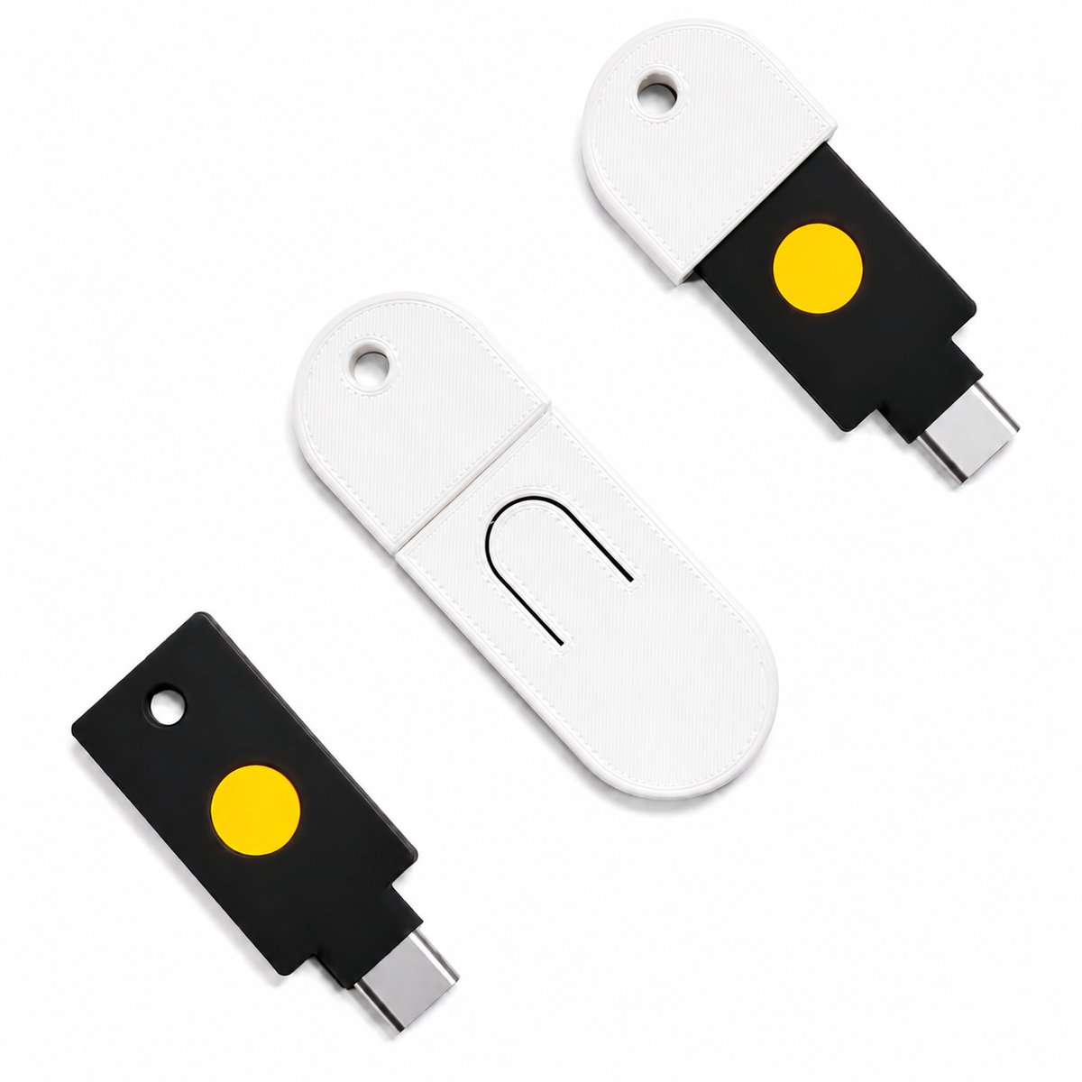 YubiKey 5C NFC Beschermhoes Sleutelhanger - YubiKey Case - YubiKey Cover - USB C Security Key Case - NFC USB-C Protector Voor YubiKey 5C NFC - Krasbestendige Opbergcase Voor Sleutelbos En Zakgebruik - 2FA Security Key Holder - Wit