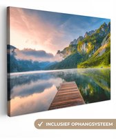 Canvas schilderij 80x60 cm - Wanddecoratie Indrukwekkende zonsopgang in de bergen van Oostenrijk - Muurdecoratie woonkamer - Slaapkamer decoratie - Kamer accessoires - Schilderijen op canvas