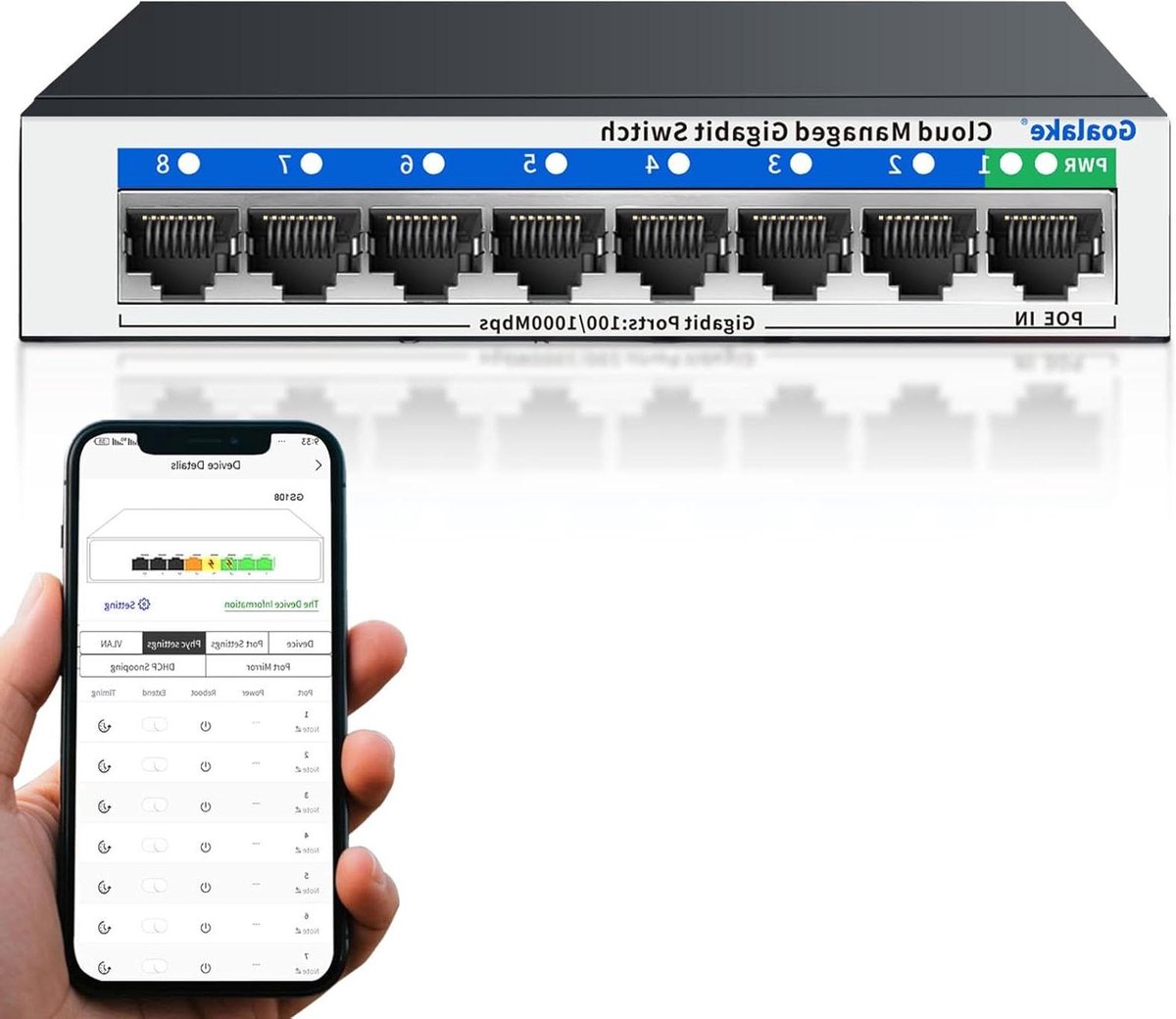 Netwerk Switch - Gigabit Hub - Netwerk Uitbreiden - 8 Poorten Beheerd - 8 Poorts - Zwart