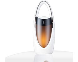 Bladloze koelventilator met nano– ideaal voor de nacht en warme dagen | 13-inch oplaadbare, stille tafelventilator voor babykamer, slaapkamer, kantoor en studentenkamer | 9 snelheden, oscillerend, nachtlampje en 9-uurs timer（Wit）