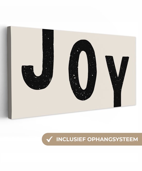 Foto: Canvas schilderij 160x80 cm wanddecoratie kerst quote joy zwart feestdagen muurdecoratie woonkamer slaapkamer decoratie kamer accessoires schilderijen op canvas kerstdecoratie voor binnen kerstversiering kerstmis versiering