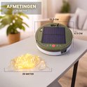 Afmetingen campinglamp: 13,3 cm breed, 4,5 cm hoog. Lichtsnoer is 20 meter lang.