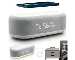 Digitale Wekkerradio - Draadloze Wekker - Digitale Klok Slaapkamer - 4-in-1 Snellader & Nachtlampje - Temperatuur & 12/24u - Voor Bureau & Slaapkamer
