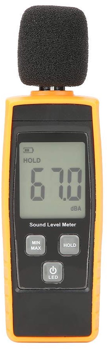 carmdering - Decibelmeter - Geluidsmeter - Decibel Meetapparaat - 30-130 dBA, ±1,5 dB, 31,5Hz-8KHz - A-gewogen, auto bereik, max hold - Met achtergrondverlichting, auto power-off - Voor geluidsmonitoring en veiligheidstesten