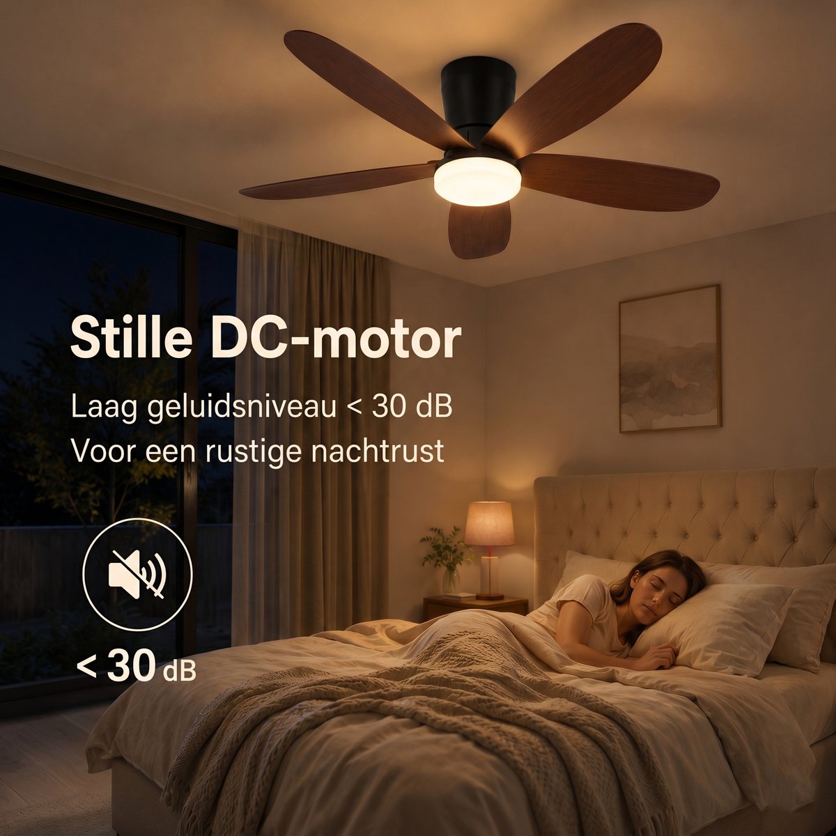 MUPOO Houtlook plafondventilator met verlichting 106 cm thumbnail 4