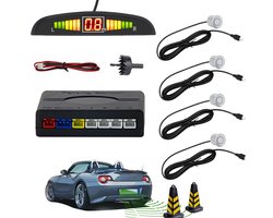 Hexinex Parkeersensoren - parkeerhulp pdc retrofit - kit 4 sensoren universeel achteruit alarm - met LED kleurendisplay
