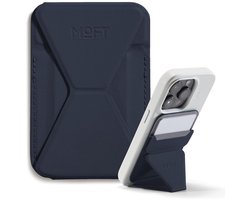 MOFT Snap-On Magnetische Kaarthouder - Wallet Compatibel met MagSafe - Pasjeshouder met Standaard - MOVAS Vegan Leer - Portemonnee 2 Pasjes - Navy