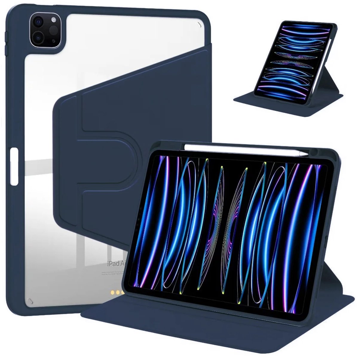 PU Leather Protective Case For Apple iPad Air, Air 2 9.7 inch Dark Blue