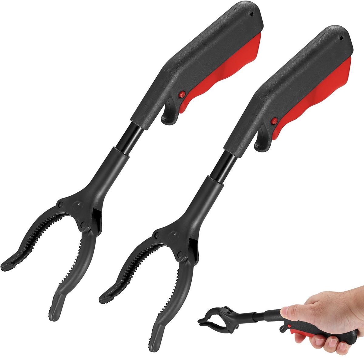 carmdering - Pakket Van 2 Greep Tang - Hulp Bij Het Oppakken - Hulpmiddel Voor Mobiliteit - Eénhandige Bediening - Antislip Tandvormig Oppervlak - Ergonomisch Ontworpen Voor Comfort - Voorkomt Diep Bukt En Vuile Handen - 2 Stuk