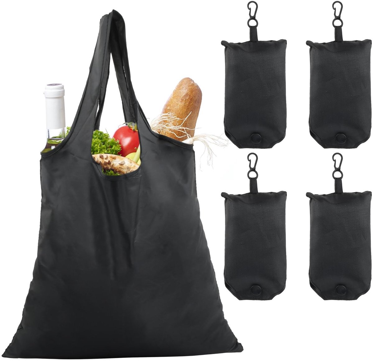 Dailygoods - Cosensi - Dailygoody - Vouwbare Shopbags - Eco-vriendelijk - Lichtgewicht en Draagbaar - Zwart - Herbruikbare Tassen - Perfect voor Voedsel en Winkelen