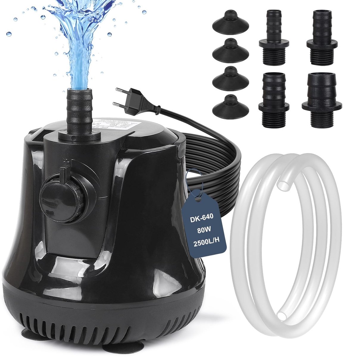 Dailygoods - Aquariumpomp 80W, 2500 l/u voor Vijver en Tuinfonteinen