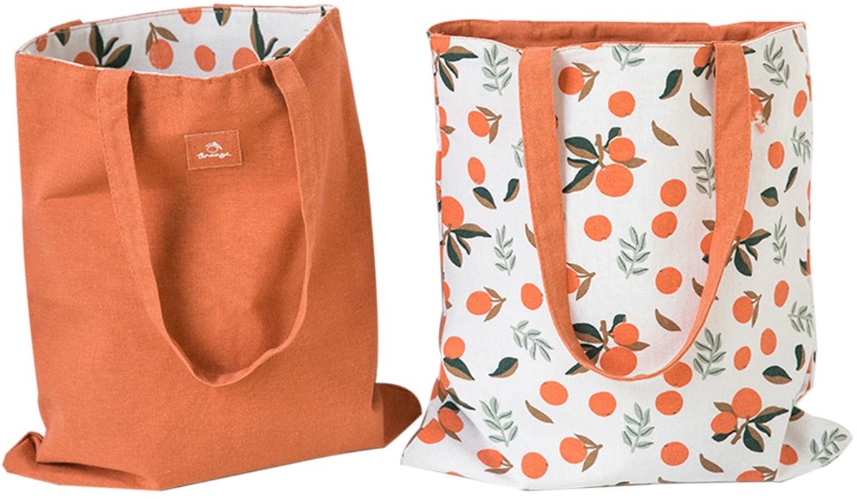 Dailygoods - Dailygoody - Dubbelzijdige katoenen en canvas tas - Boodschappentas voor dames en kinderen - Omkeerbaar en stijlvol - Geschikt voor dagelijks geb