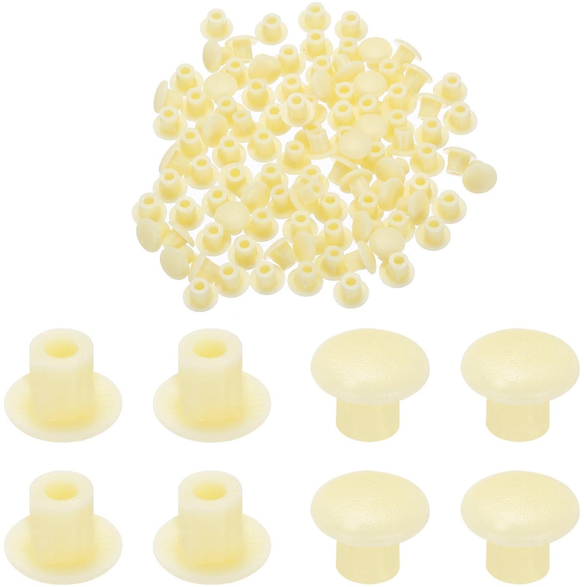 Dailygoods - 100 Stuks Beige Plastic Gatpluggen 5 mm