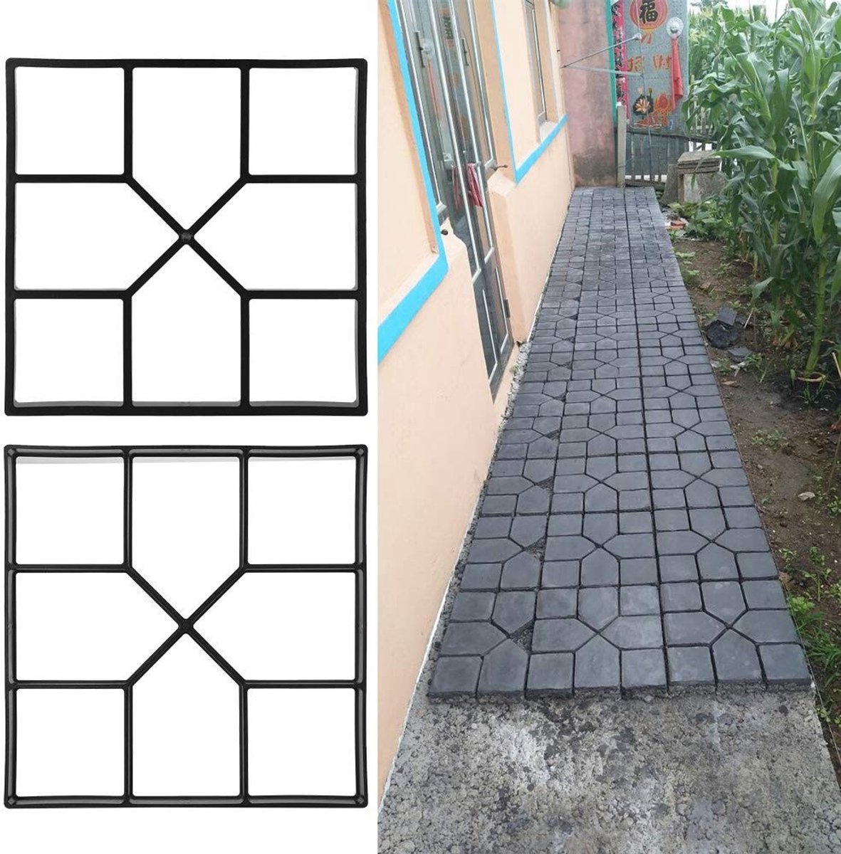 Dailygoods - Dailygoody - Tuintegels - Vloervormen voor Buiten - Doe-het-zelfset - 40 x 40 cm - Betonnen pleistervorm - Ideaal voor paden - Zwart