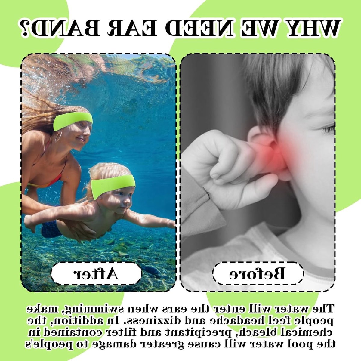 Zwemring voor Kinderen - Elastische en Waterdichte Hoofdband voor Zwemmen, Surfen en Watersporten (Groen) - Ideaal voor Veiligheid en Comfort in het Water – foto 5