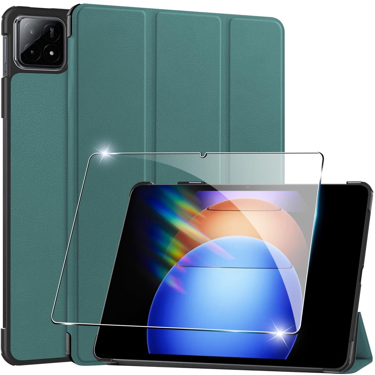 Dailygoods - Dailygoody - Beschermhoes Xiaomi Pad 6S Pro 2024 - Ultradun en Schokbestendig - Groen - TPU en Gehard Glas - Perfect aansluitend - Geschikt voor 12,4 ...