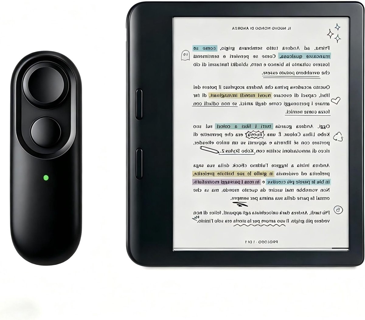 Handsfree Afstandsbediening voor E-readers, Bluetooth Pagina Turner, Ideaal voor Lezen, Geschikt voor Kobo Clara 2E, Libra 2, Sage en Elipsa 2E, Zwart