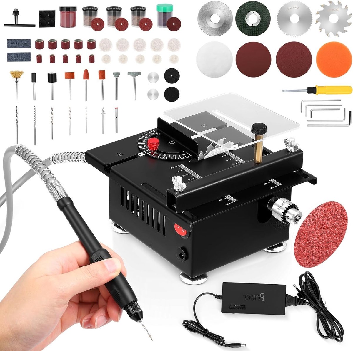 Compacte Tafelzaag voor Houtbewerking, DIY Projecten, Acryl en PVC - Precisiezaag en Multifunctionele Snijmachine voor Nauwkeurige Sneden