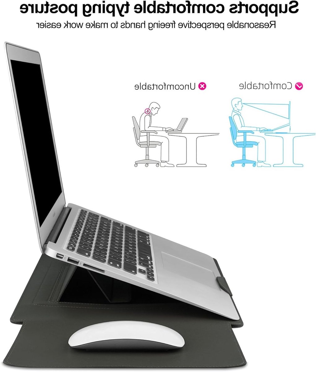 13 inch Laptop Sleeve Case voor MacBook, Surface Pro en Dell Laptops - Bescherming, Draagtas, Grijs