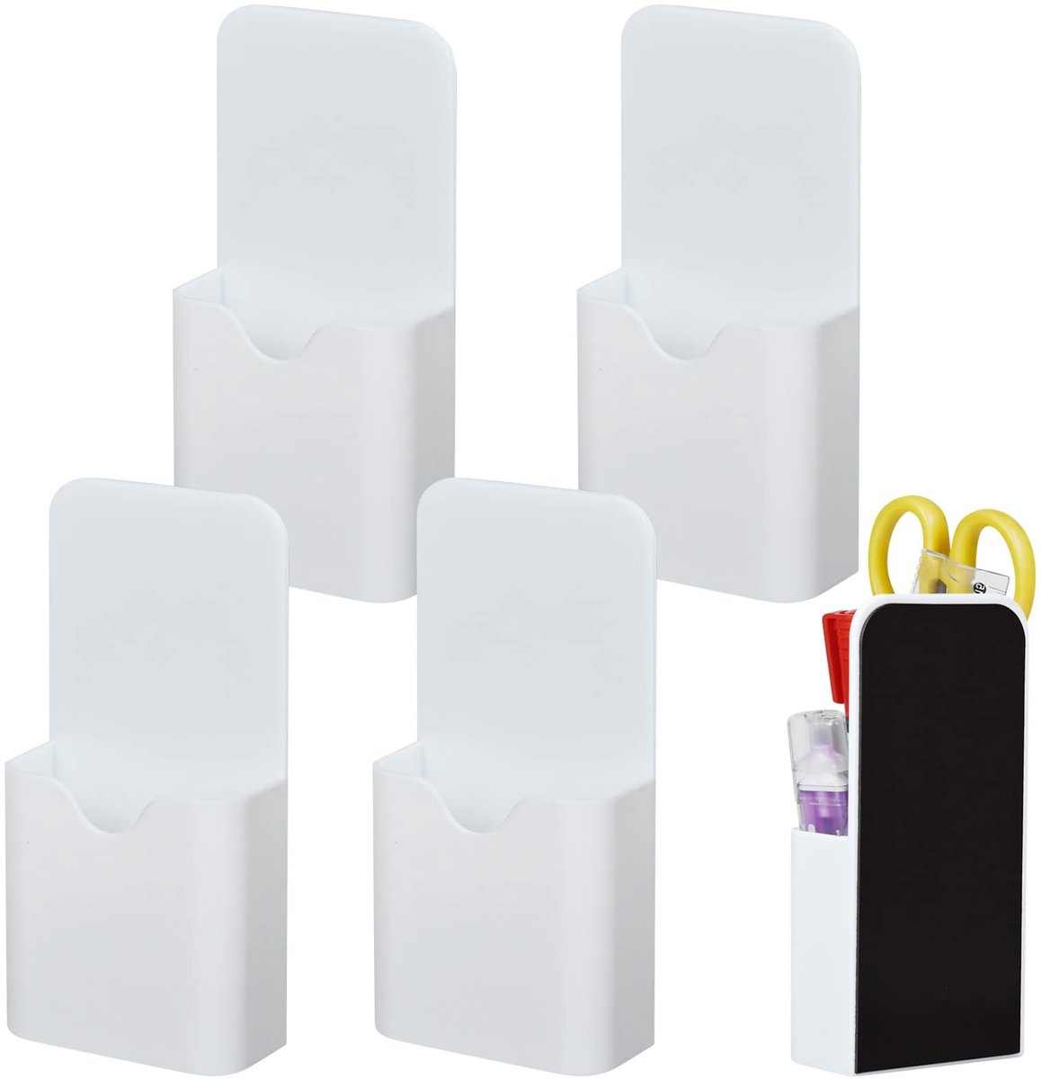 Dailygoody - magnetische markeerhouders - 4 stuks - krachtig en modern - wit - pennenhouder - ideaal voor opbergen - voor koelkast en whiteboard