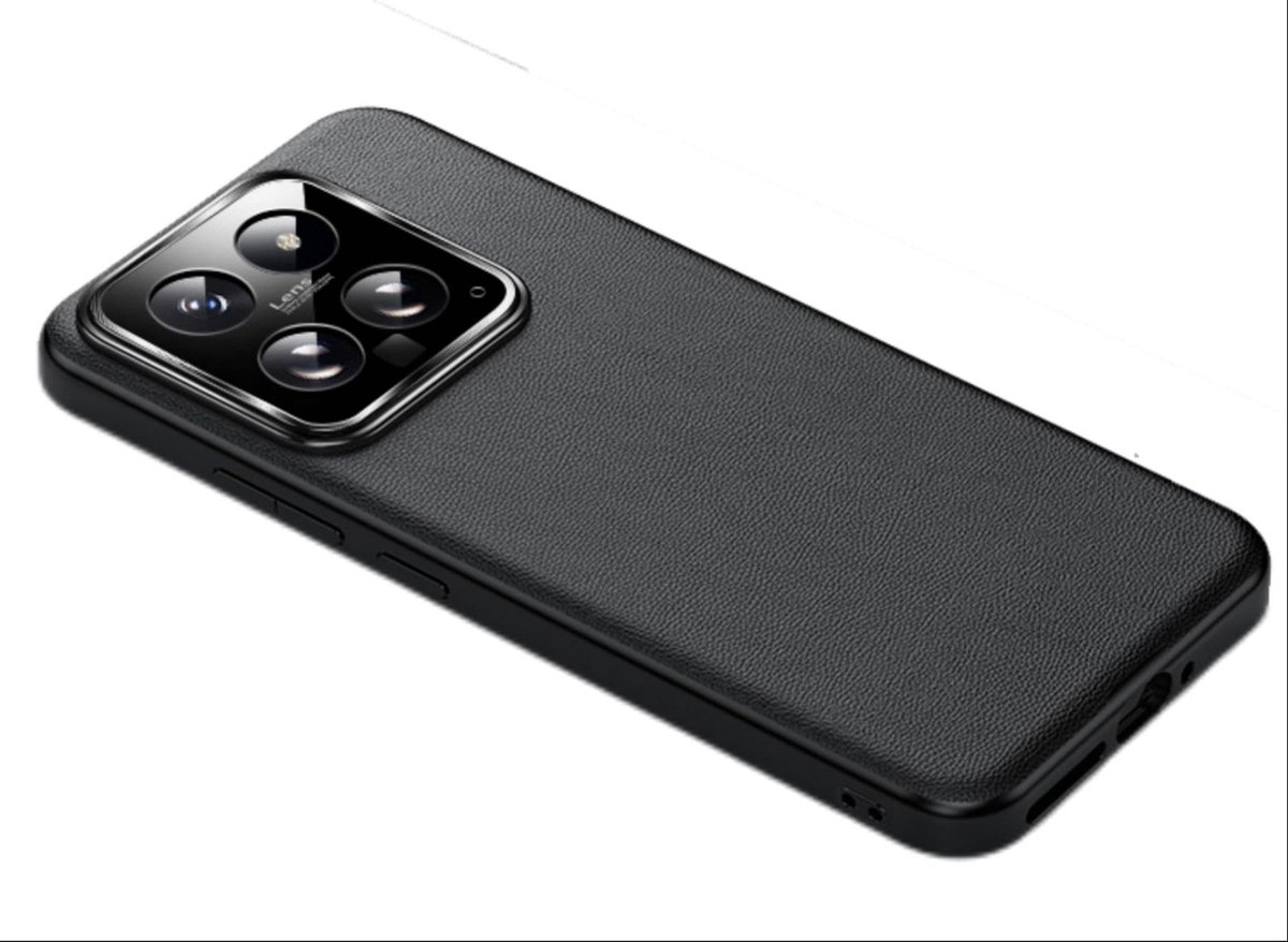 Dailygoody - Hoesje voor Xiaomi 14 Pro - PU-leer en harde pc-hoes - Anti-kras en anti-vingerafdruk - Zwart - Luxe hoesje voor smartphone - Geschi