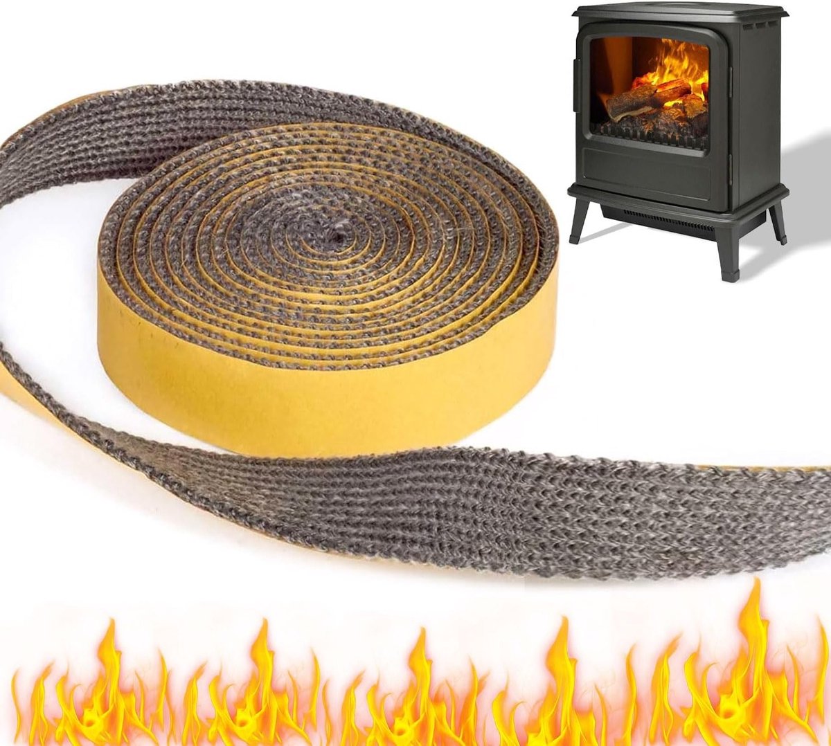 Ovenafdichtband 25mm x 3mm voor Kachels, Open Haarden en Industriële Ovens - Zelfklevend en Hittebestendig, Perfect voor Afdichting en Isolatie