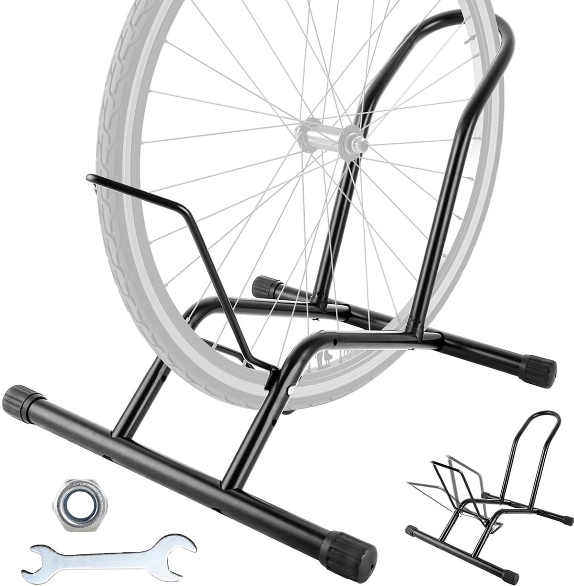 Dailygoods - Dailygoody - Fietsstandaard - Aanpasbare Opberging - Veilig en Gemakkelijk - Zwart - Geschikt voor 16 Inch tot 29 Inch Fietsen - Voor Binnen en Buiten