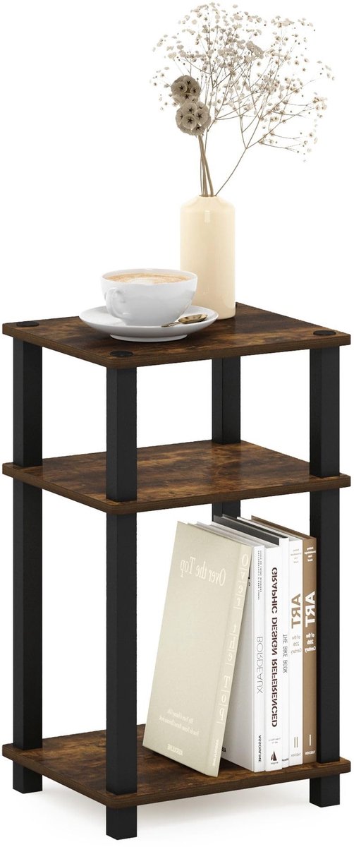 Dailygoods - Dailygoody - Bijzettafel - Nachtkastje - Multifunctioneel - Amber Pine/Zwart - Compact ontwerp - Perfect voor elke ruimte - Ideaal voor woonkamer of s