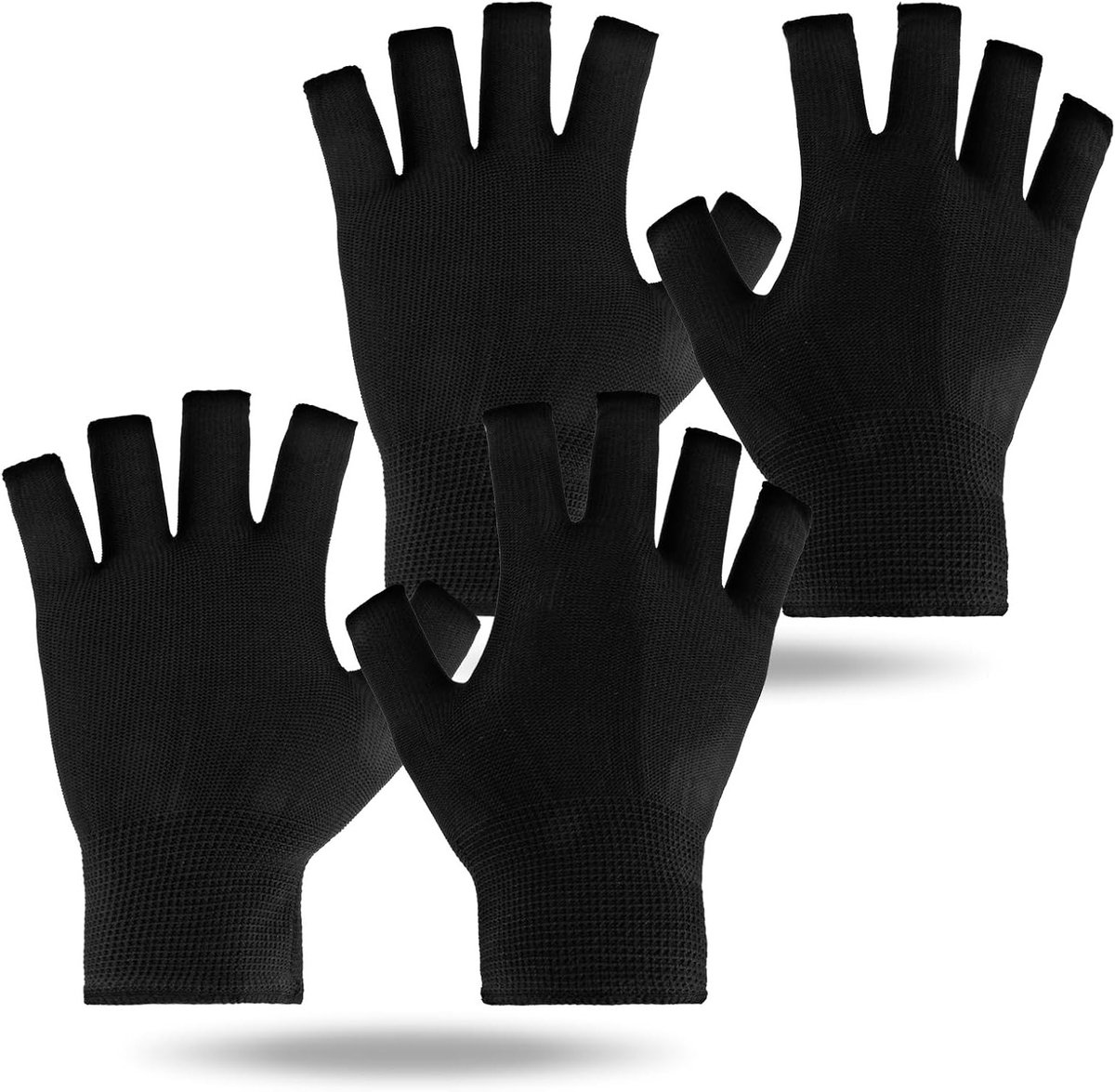 Professionele UV-beschermende manicurehandschoenen, vingerloze verzorgingshandschoenen voor nageldrogers en nagellampen, zwart, 2 paar
