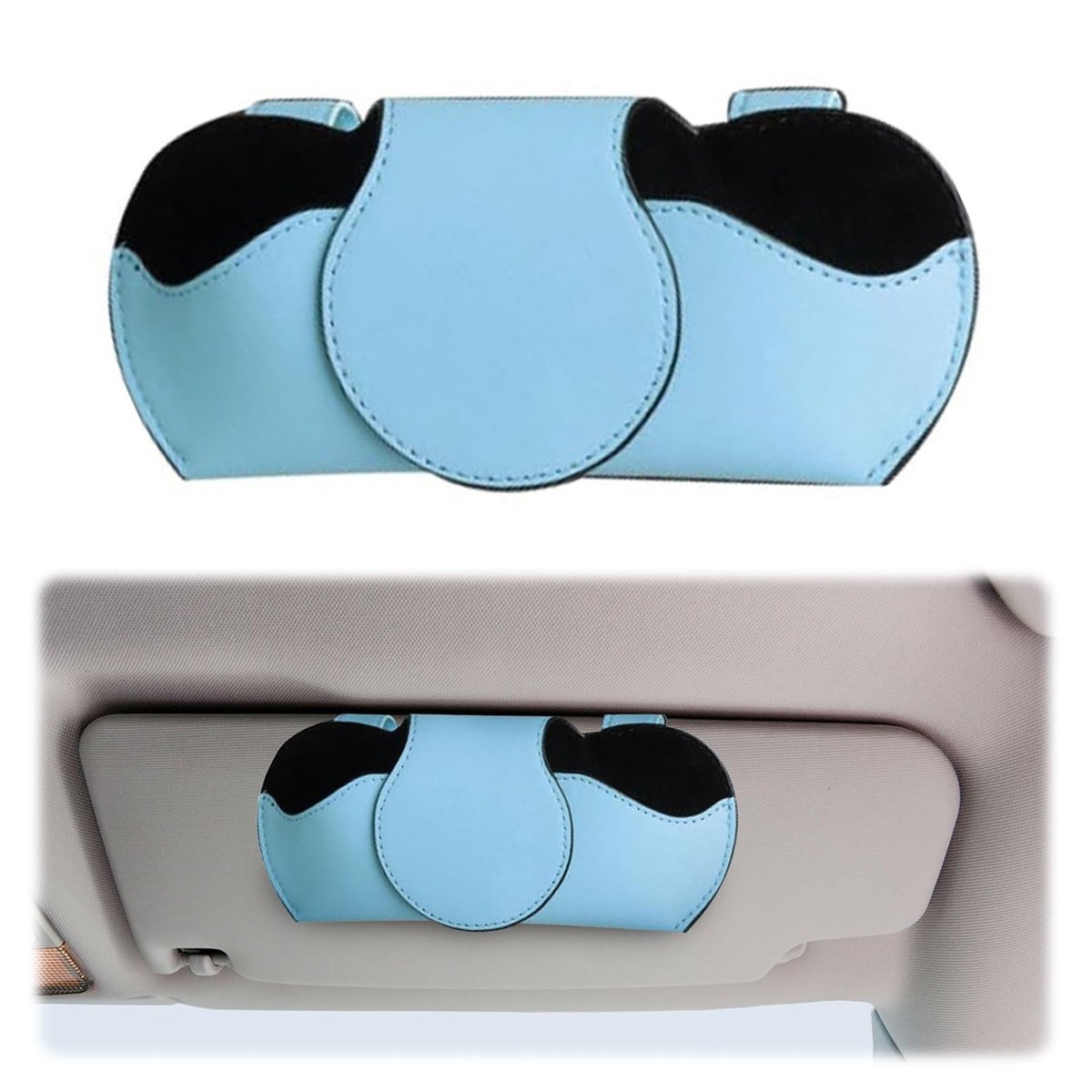 Dailygoods - Cosensi - Dailygoody - Zonnebrilhouder - Autoglasjeshouder - Hoogwaardige PU-leer - Blauw - Brillenhouder - Bescherming tegen krassen - Geschikt voor alle voert