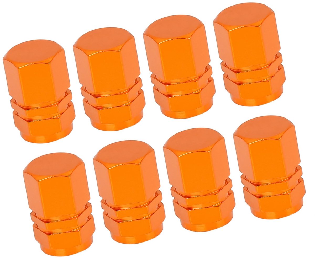 Dailygoods - 8 Stuks Ventieldoppen voor Auto en Fiets Oranje